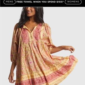Billabong Pink and Yellow Paisley Peasant Dress